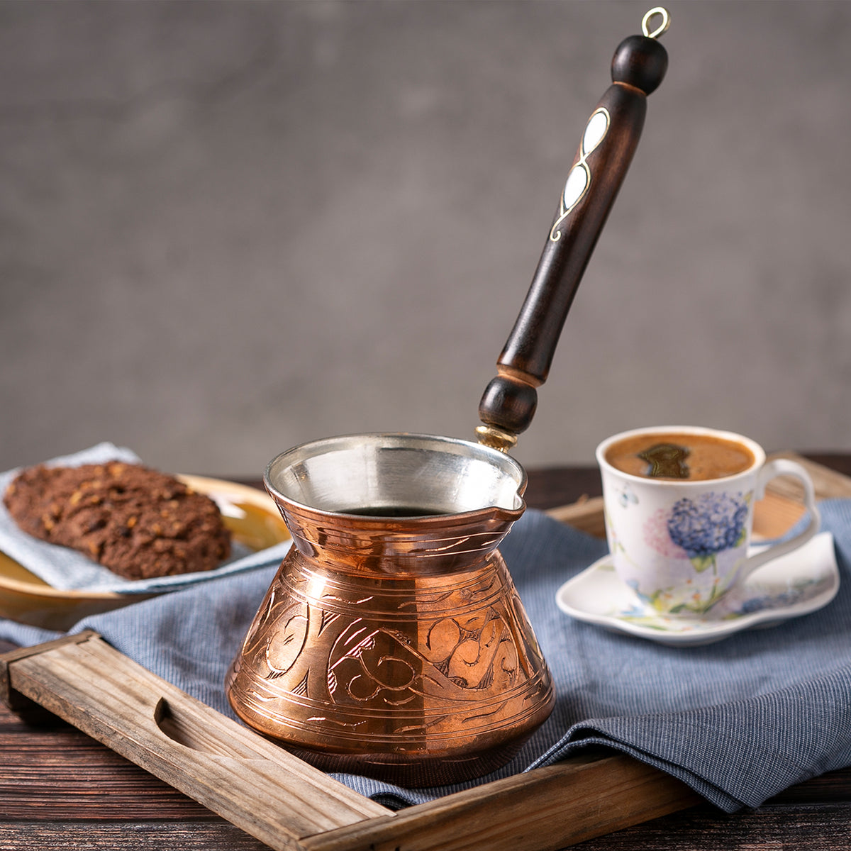 Copper Turkish Coffee Set of 2, Copper Coffee Pot, Coffee Cup Set, Coffee  Serving Set, Arabic Coffee Service Set, Copper Coffee Service Tray 