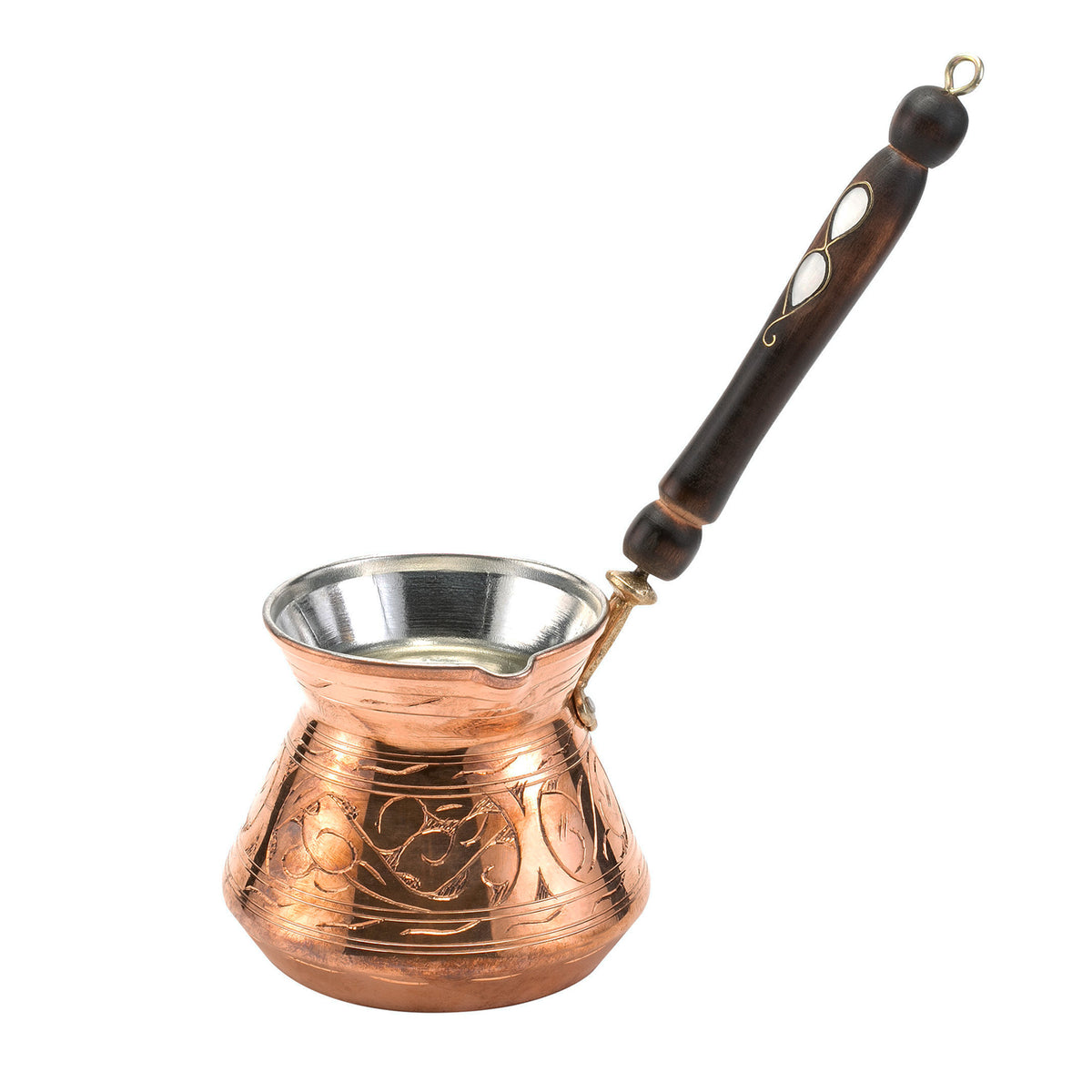 Wooden Handle Copper Coffee Pot (Pearl)