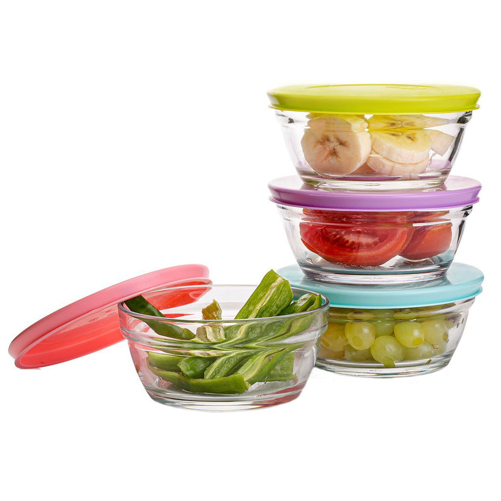 Crystalia Double Compartment Glass Food Container with Glass Lid